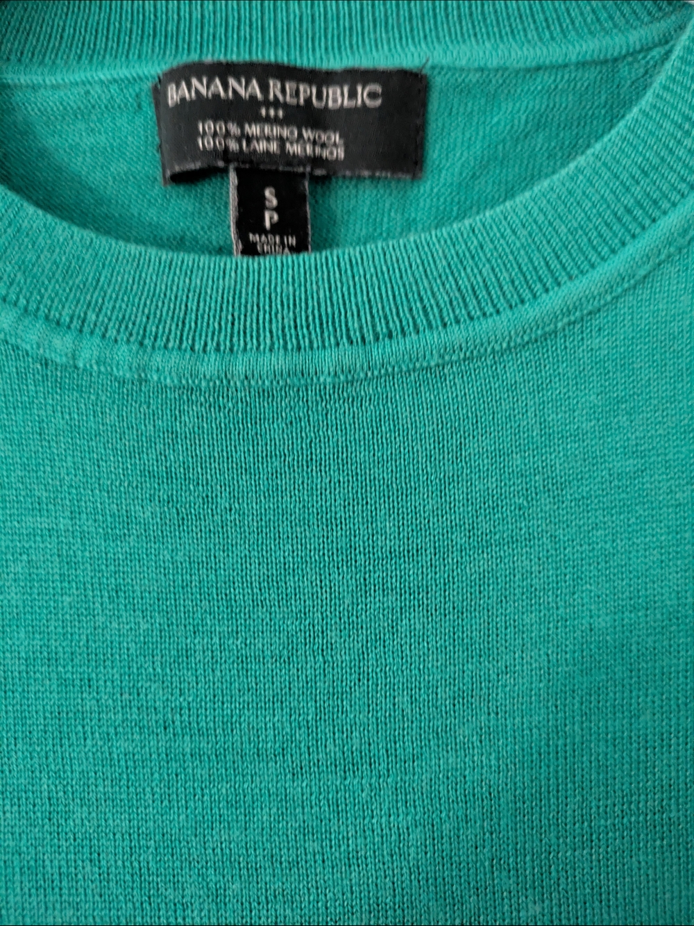 100% Merino Wool Banana Republic Sweater Emerald Green Crew Neck Size S - Picture 4 of 6